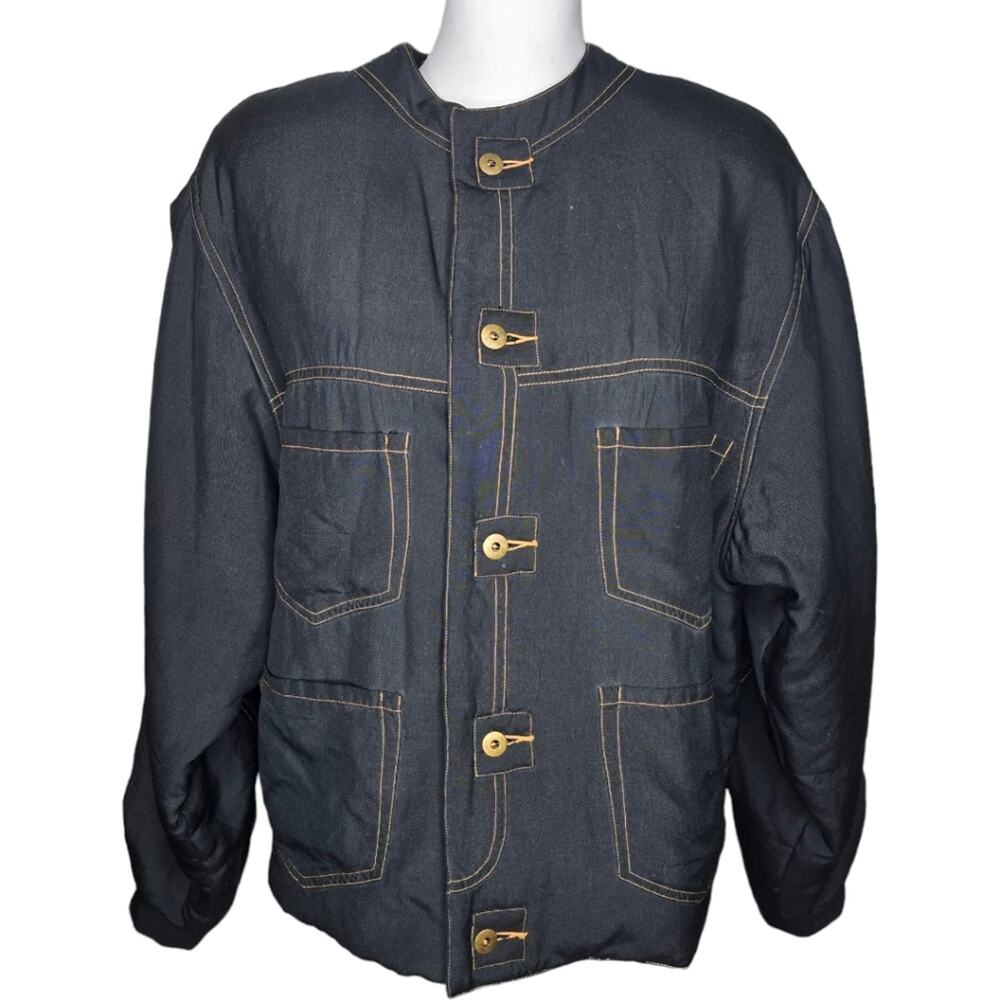 Go Silk For L'Zinger Vintage‎ Silk Black Utility Jacket Size 1 *FLAWS*